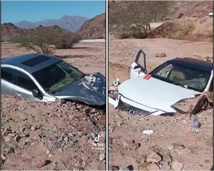 فيديو مؤلم لحظة ابتلاع الأرض لأربعة سيارات بمن فيها شمال السعودية