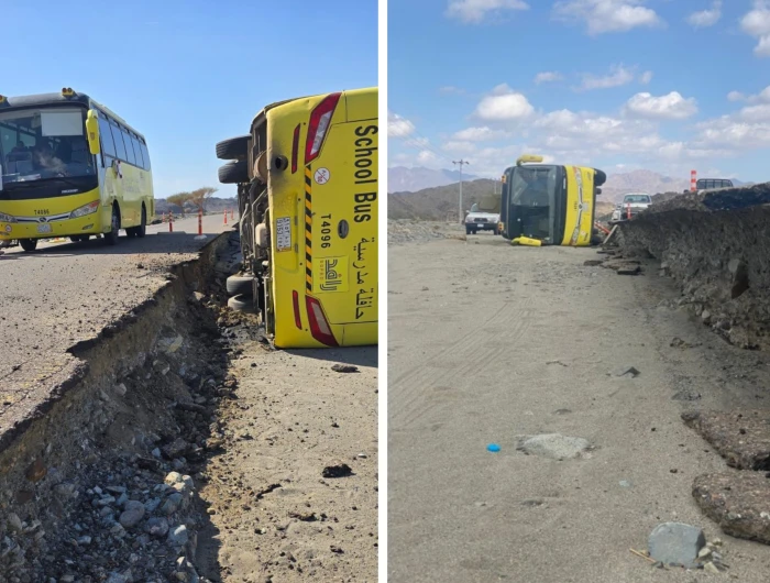 صور مؤلمة لحادث انقلاب الطالبات بسبب السيول في أملج والكشف عن الضحايا والاصابات 